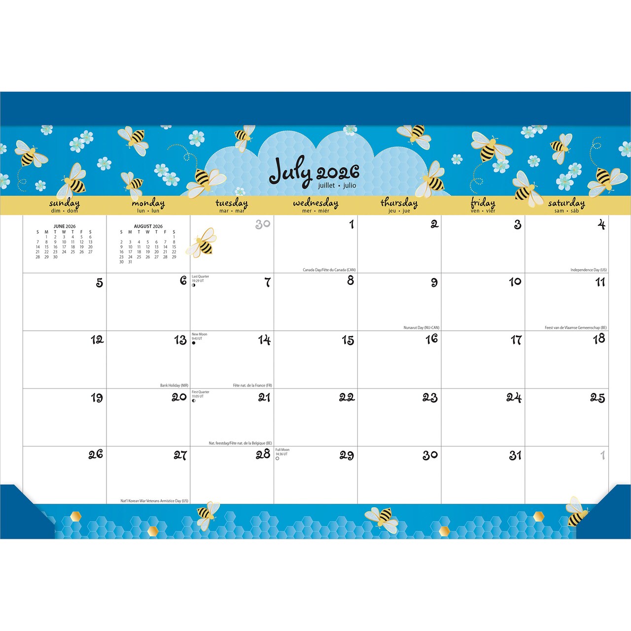 Busy Bees | 2027 14 x 10 Inch 18 Months Monthly Desk Pad Calendar | July 2026 - December 2027 | Sticker Sheet | Plato | Planning Stationery